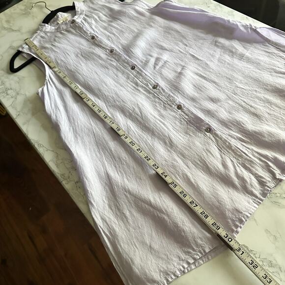 Eileen Fisher Purple Dyed Organic Handkerchief Linen Sleeveless Shirt Size Small - Picture 10 of 10